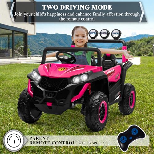 OTTARO 2 Seater Ride on Car Truck,24V Electric Vehicle Car for Kids 3-8 Years,200W Motors,4 Shock Absorbers, Music Play,Bright Light, Remote Control(Pink) - Image 6