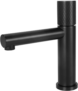 Grifo Lavabo Negro,Grifo Monomando Lavabo,Mezclador Agua Fría y Caliente,Grifo Baño Negro de Acero Inoxidable | Instalación Facil,Caño Recto