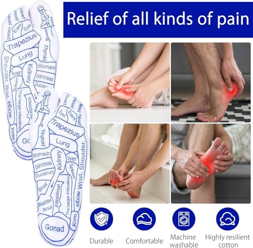 Reflexology Socks With Trigger Point Massage Tool, Foot Pain Relief and Acupressure Massager for Women, Chart of Both Sole and Instep 1 Pair, Multi