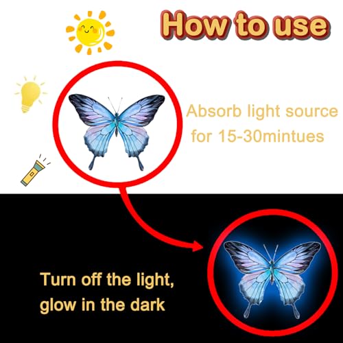Vinilos adhesivos de mariposas azul luminiscentes para pared miniatura 5