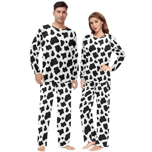 Couples Matching Outfits Soft Pullover Pjs Set for Men Women Long Sleeve Sleepwear
