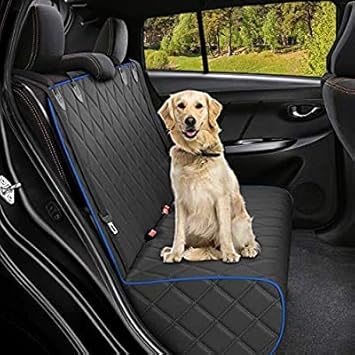 AKSHARA PET BEDS Upgraded Waterproof Pet Seat Covers for Back Seat, Scratch Proof and Nonslip Backing and Hammock, 600D Heavy Duty Dog Seat Cover for Cars, Trucks and Suvs (Blue)