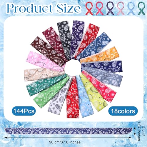 Silicherry 144 Pcs Cooling Neck Wraps Bulk, Paisley Neck Bandana Ice Scarf - image 3