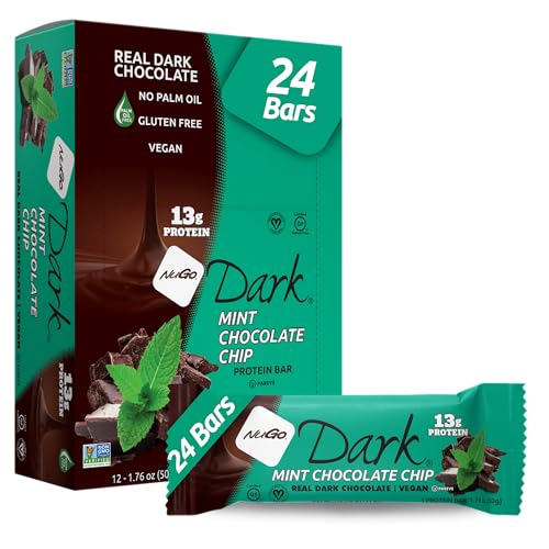 Image of NuGo Dark Mint Chocolate Chip, 13g Protein Bar, Vegan, Gluten Free, Non-GMO, Kosher Pareve, 24 Count