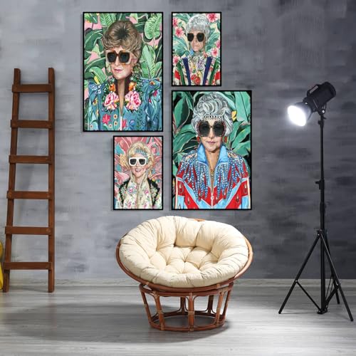 Generic 80S Artwork Fashion Golden Wall Art Girls Poster For Woman Room Decor Golden Girls Canvas Painting Prints (Set Of 4Pcs-L14"Xw11"-Canvas) Pictures For Home Girl Dorm Decor Gift thumb #3