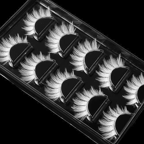 DSLONG 5 Pairs White Lashes Cosplay Lashes 3D Multi-Layered Anime...