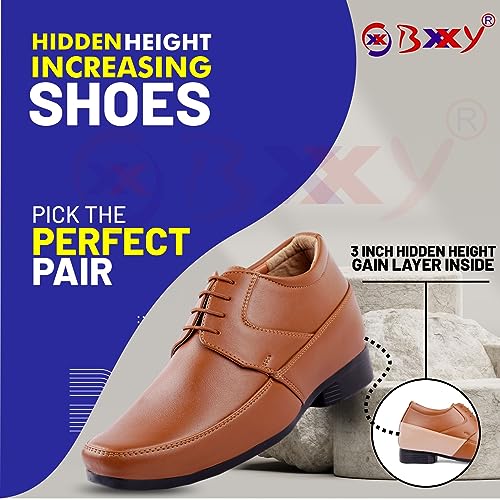 Image of BXXY Men's 2 inch Height Increasing Synthetic Material Formal Moccasion, Slip-On Shoes with Pu Sole.