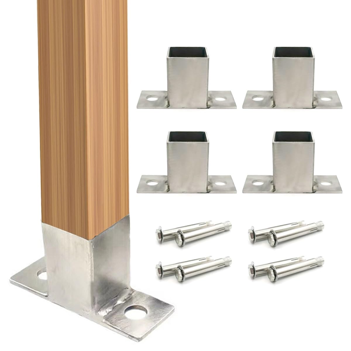 Supports pour boîte aux lettres et pergo avec ancrage acier inoxydable poteau béton