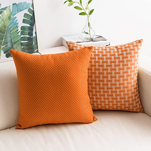 Home Brilliant Orange Cushion Cover 60x60 Soft Linen Cushion Covers