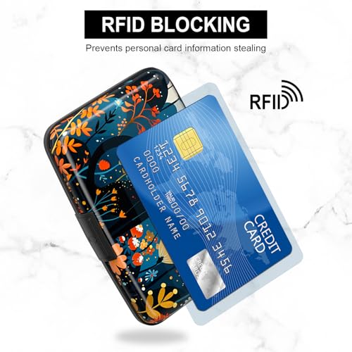 Image of Credit Card Holder, Mini Aluminum Card Wallet RFID Blocking Slim Metal Hard Card Case for Women Men, Cute Cat