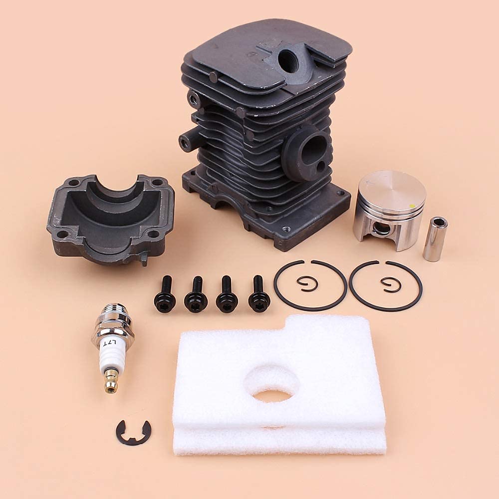 Kit de filtro de aire de tornillo de montaje en bandeja de pistón de cilindro de 38 mm compatible con repuestos de motosierra de gasolina STIHL MS180 018