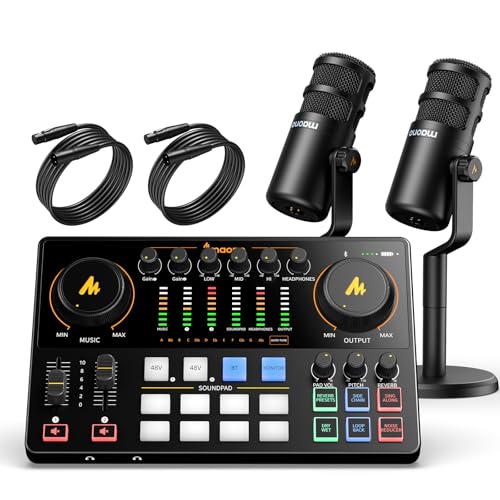Image of MAONO Podcast Equipment Bundle for 2: Audio Interface Mixer with 2 XLR Dynamic Mic Noise Reduction Podcast Streaming MaonoCaster E2 Gen2C