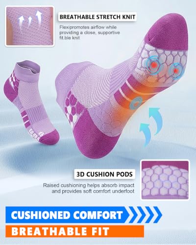 Image of 5 Pairs Copper Compression Socks for Women & Men - Ankle Plantar Fasciitis Arch Support Running Socks for Athletic