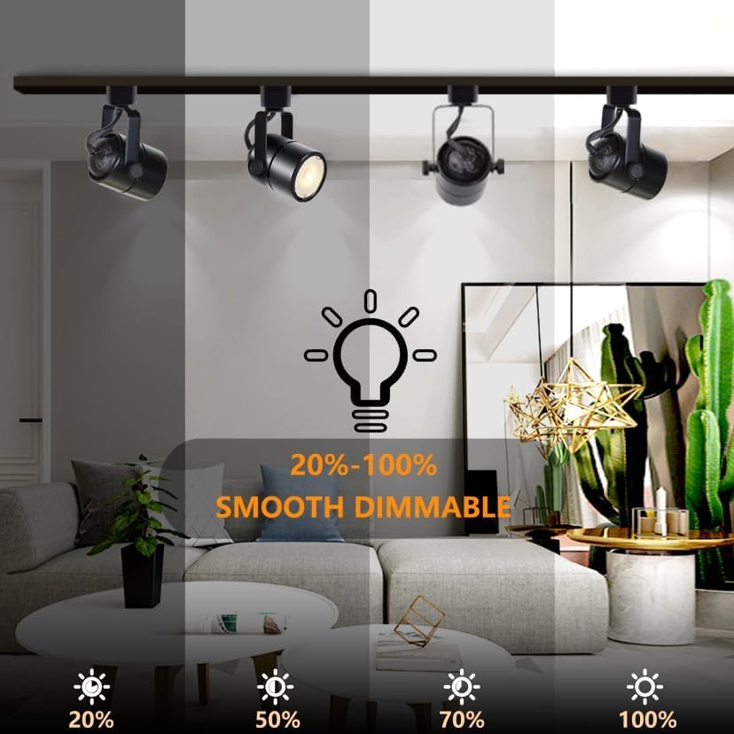 Image of 6 Packs White GU10 Track Lighting Kit 3CCT Adjustable | Dimmable LED Ceiling Spotlight 10W Replaceable Bulbs 6.56FT H-Type Track Rail Complete Lighting System