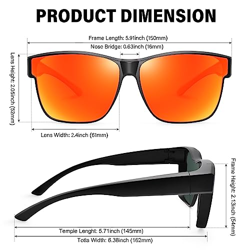 Image of URUMQI Polarized Sunglasses Fit Over Glasses for Men Women, Oversized Square Sun Glasses UV400 Protection