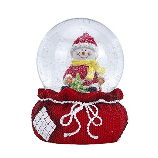 WOBAOS Snow Globes Musical with Colorful Flashing Lights and Dancing Snowflakes,Handmade Crafts,The for Birthdays and Valentine's Day(Snowmen, Diameter 65mm)