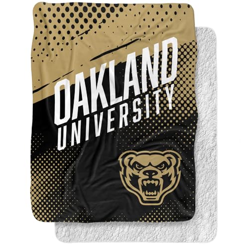 LOGOVISION Oakland University Fan Zone Silky Touch Sherpa Back Super Soft Throw Blanket 60"x80"