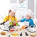 iPlay, iLearn Kids Kitchen Toy Accessories, Toddler Cooking Playset, Pretend Pots Pans Set, Girls Cookware Appliance, Child Cutting Food Utensils, Valentine's Easter Gift for 3 4 5 Years Old Boy-White