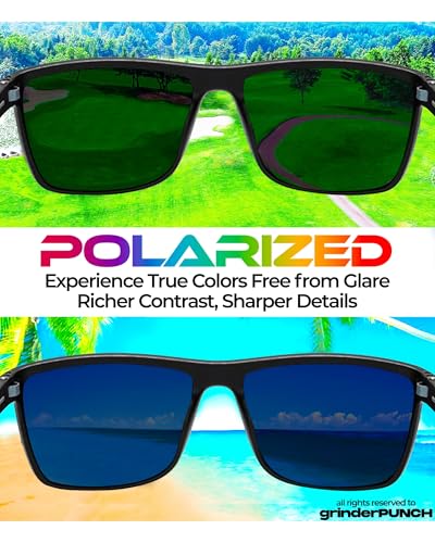 grinderPUNCH 2 Pack Polarized Driving Sunglasses for Men Lightweight UV400 Protection Anti Glare Square Sun Glasses4