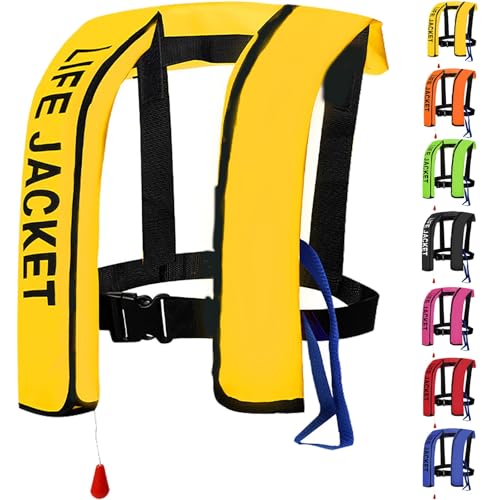 ZTMHRG Chaleco Salvavidas para esnórquel, Chaleco Salvavidas Inflable para natación 150N Chaleco De Snorkel para Adultos con Tiras Reflectantes Chaleco Flotante de Pesca para Kayak(Yellow)