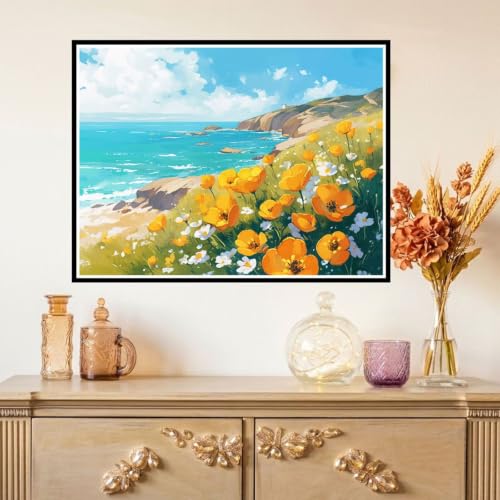 Pintura de diamantes para adultos kit de mosaico punto de cruz playa 35x45cm