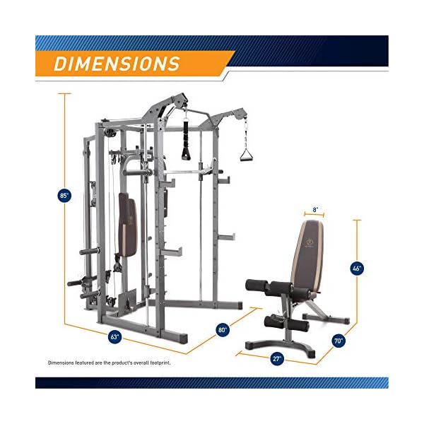 Marcy Smith Cage Machine with Workout Bench and Weight Bar Home Gym Equipment SM-4008