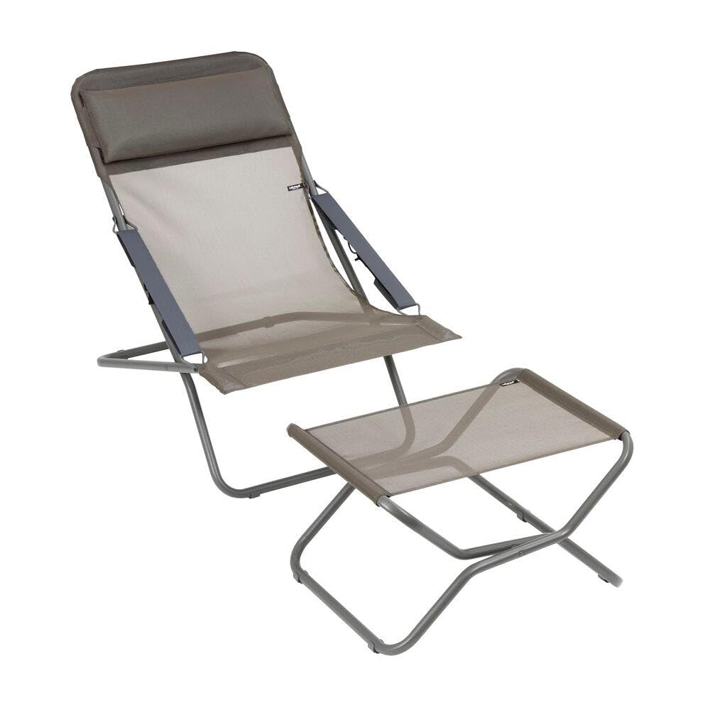 Lafuma MOBILIER - Repose-Jambes/Tabouret Pliant Next - Toile Batyline Résistante Anti-UV - pour Chaise Longue Terrasse, Jardin et Piscine - Tout Confort, Fabriqué en France - Marron Graphite | Fabriqué en FRANCE - Garantie 5 ans - Marron - Complément idéa