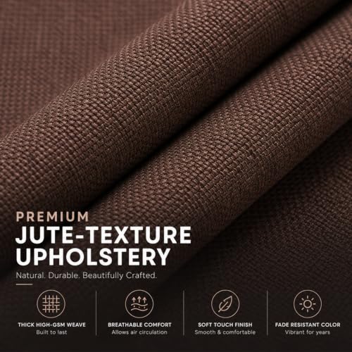Image of Seventh Heaven Rejioce 3 Seater 5 * 6 Jute Fabric Washable Cover Sofa Cum Bed with 2 Cushions 3 Seater Double Foam Fold Out Sofa Cum Bed (Finish Color - Brown Delivery Condition - Pre-Assembled)