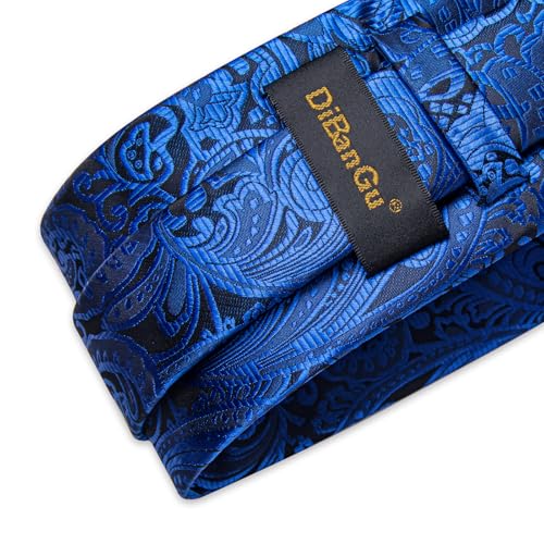 Image of DiBanGu Mens Paisley Tie Sets Silk Jacquard Woven Floral Necktie and Pocket Square Cufflinks Wedding Business Party