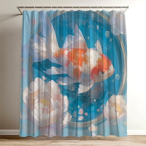 Rideau de douche poisson avec impression 3D haute définition en polyester premium