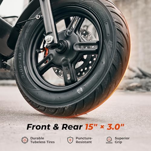 iScooter Adults Electric Scooter with Seat, 1500W Motor, 35MPH Top Speed,45 Miles Long Range,15" 3.0" Vacuum Pneumatic Tires, Hydraulic Disc Brake,Dual Suspension, Commuter Escooter with Basket & Bag - image 7
