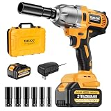 Takuoo Cordless Impact Wrench 1/2 Inch, 1200N.m (900Ft-lbs) Brushless Impact Gun, 3300RPM High Torque 21V Electric Wrench w/4.0Ah Battery, Charger & 6 Sockets, Power Impact Driver for Car Tire Mower