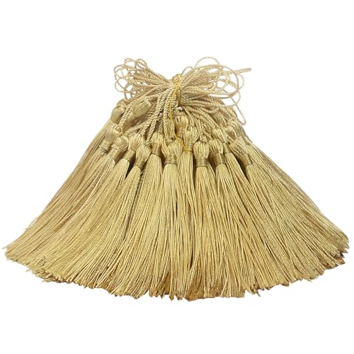 Catálogo para Comprar On-line Borlas favoritos de las personas. 41 Aokbean - 100 borlas de 5 pulgadas hechas a mano con hilo sedoso suave para manualidades con bucles para bricolaje, fabricación de joyas, borlas de graduación, marcadores,...