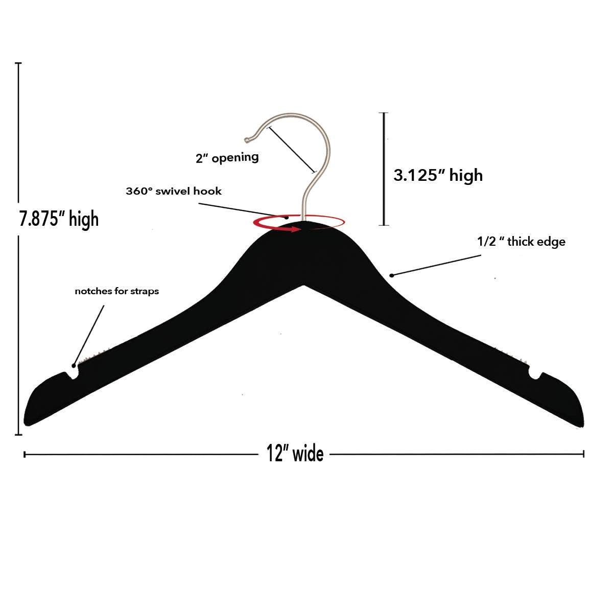 NAHANCO 20012 Flat Wood Top Hanger, 12", Low Gloss Natural (Pack of 100)