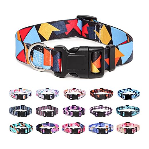 Suredoo Collar Perro, Ajustable y Resistente con Patrones de Moda, Collar Nylon Cómodos para Perros Pequeños Medianos Grandes, Cachorros (S (Cuello 25-40cm, Ancho 1.5cm), Bloque Color)