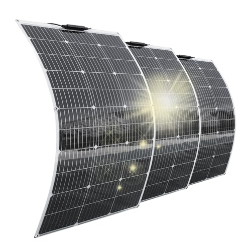 Aysolar 300W 12V Solarpanel Flexibel 3 Stück 100W 18V Monokristalline Photovoltaik Solarmodul für 12V/24V Batterien Wohnmobil Boote Wohnwagen Van und andere Unregelmäßige Oberflächen