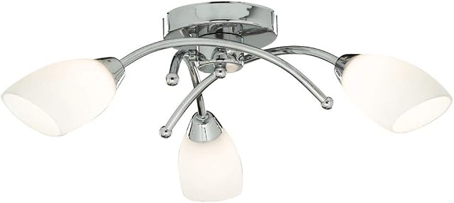 Modern Chrome 3 Light Semi Flush Ceiling Light with Opal Glass Shades -8183CC
