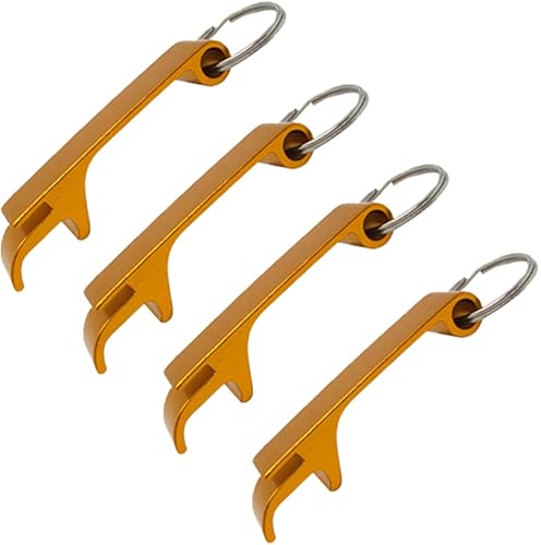 Gadgetime USA Juego de 4 abridores de tapas de cerveza, abrebotellas de cerveza, abrebotellas para cerveza, refrescos, latas (dorado)
