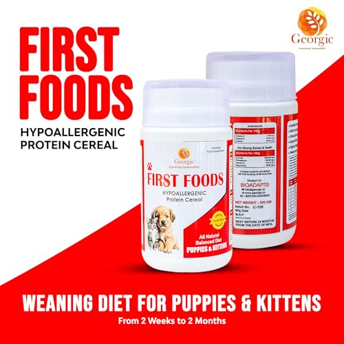 Image of First Foods Hypoallergenic Puppy & Kitten Cereal 300g Pack of 3|Protein, Prebiotics & Probiotics|Easy Digestive Weaning Food for Puppies & Kittens (15 Days to 2 Months)|Supports Immunity & Gut Health