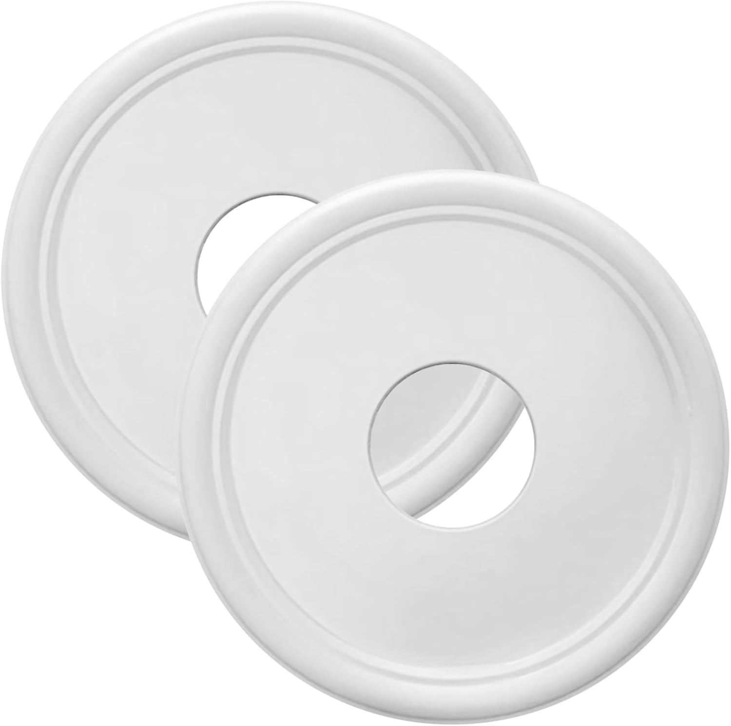 White Ceiling Medallions, 2 Pcs 13 in Set for Light Fixtures, Material Pu, Classic Elegant Round Design, Installation Effortless, Décor Lighting Home