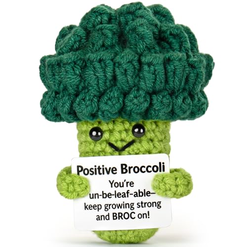 Emotional Support Crochet, Positive Crochet Broccoli, Encouragement Gifts for Women Men Birthday Christmas Self Care Friends Coworkers Relaxation Gift