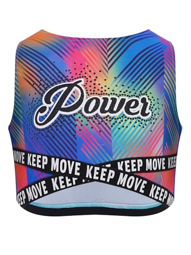 TiaoBug Kids Girls Stylish Print Sports Gymnastics Vest Sleeveless Dance Crop Top Ice Skating Yoga Tanks