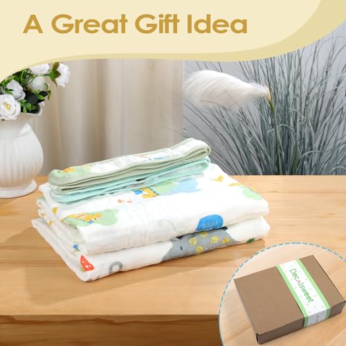 Image of decalsweet Baby Bath Towels 100% Muslin Cotton Hooded Baby Towels 2 Pack Shower Gifts for Newborn, Infant, Toddler, Kids,Super Soft and Absorbent, Large 35x35Inches
