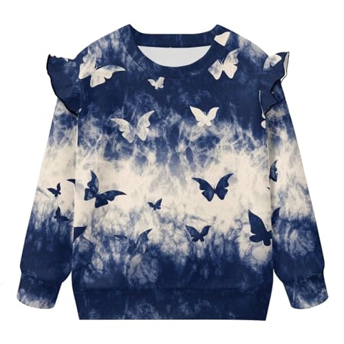 Xhuibop Toddler Clothes for Girls Crewneck Sweatshirt Ruffle Sleeve Design Casual Shirts for Age 1-8 Years4