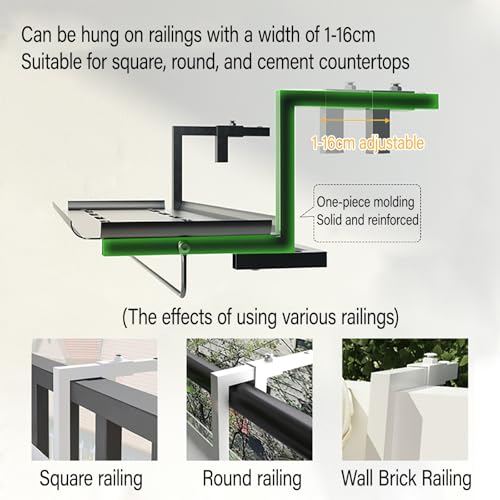 Table de balcon réglable en métal vert, la solution petits espaces