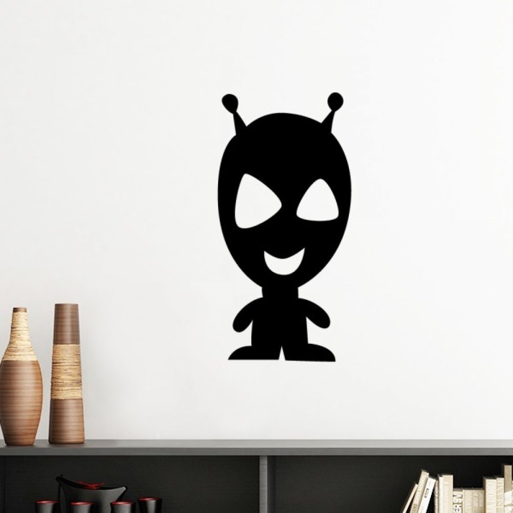 Sticker Univers Alien Monstre Silhouette Décoration Murale Rose 30cm