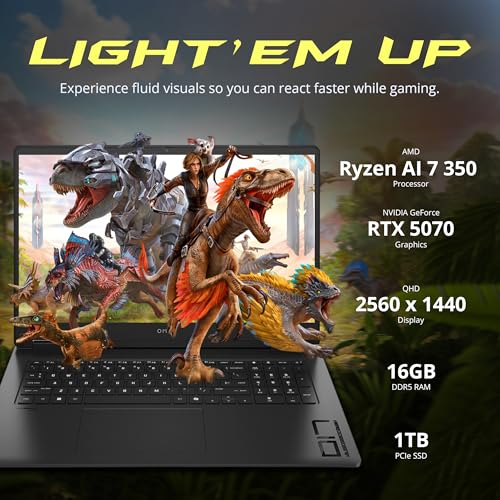 Image of HP Omen 17.3 inch QHD Gaming Laptop, AMD Ryzen AI 7 350, 16GB DDR5, 2TB Storage(1TB SSD+1TB Docking Station Set), NVIDIA GeForce RTX 5070 8 GB GDDR7, RGB Backlit Keyboard, Win11 Home, Black