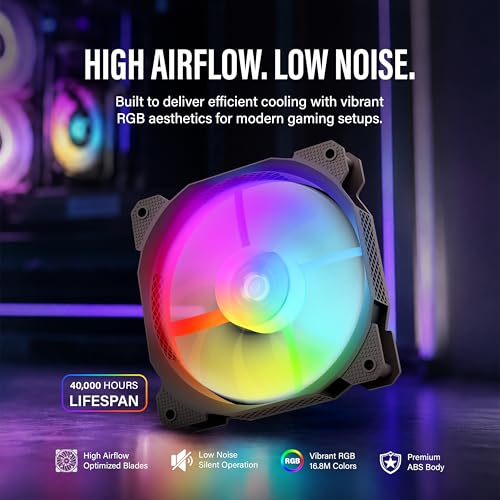 Image of Geonix Luma ARGB 120mm PC Cooling Fan | PWM | Hydraulic Bearing | Low Noise 23dB | High Airflow 35.97 CFM, Black