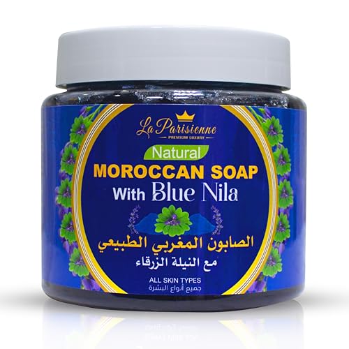 ECOLYTE+ Moroccan Soap with Blue Nila All Skin Types Purifying Cleansing Exfoliating for Moroccan Hammam 100% Natural Organic Essential oil (Blue Nila 500 g)