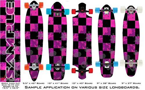 Checker Stars Pink - Decal Style Vinyl Wrap Skin fits Longboard Skateboards up to 10